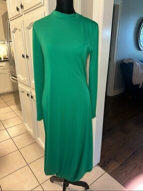 Zara Emerald Green Long-Sleeve Midi Dress size